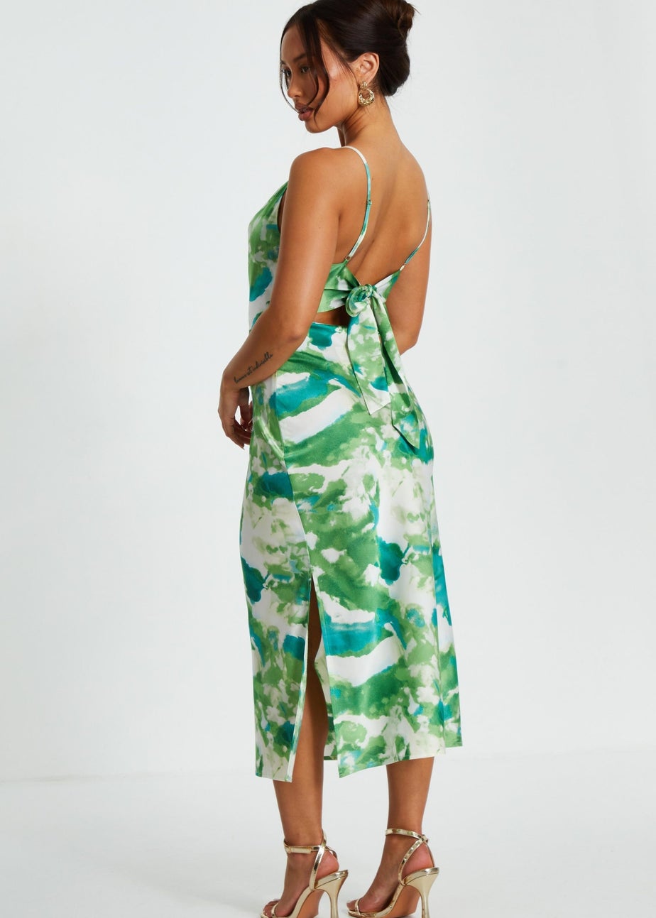 Quiz Green Petite Marble Print Midaxi Dress