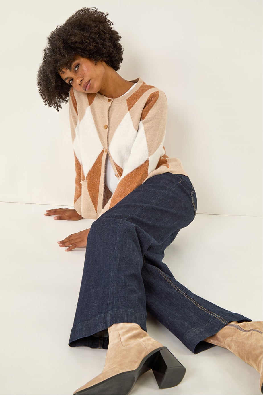 Roman Indigo Cotton Blend Wide Leg Stretch Jeans