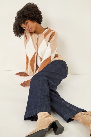 Roman Indigo Cotton Blend Wide Leg Stretch Jeans