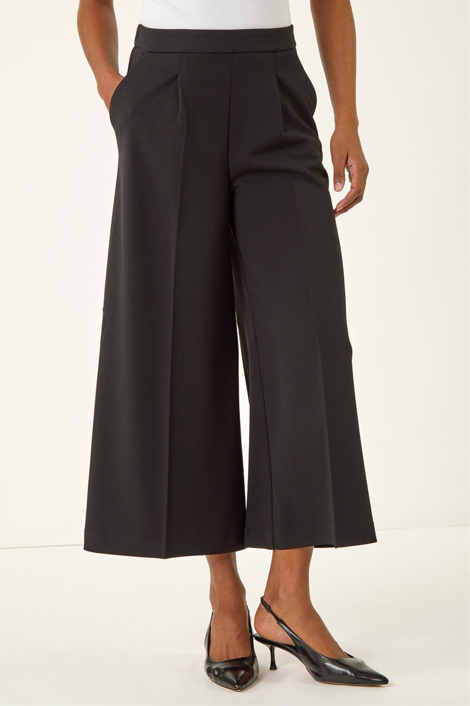 Roman Black Wide Leg Premium Stretch Culottes