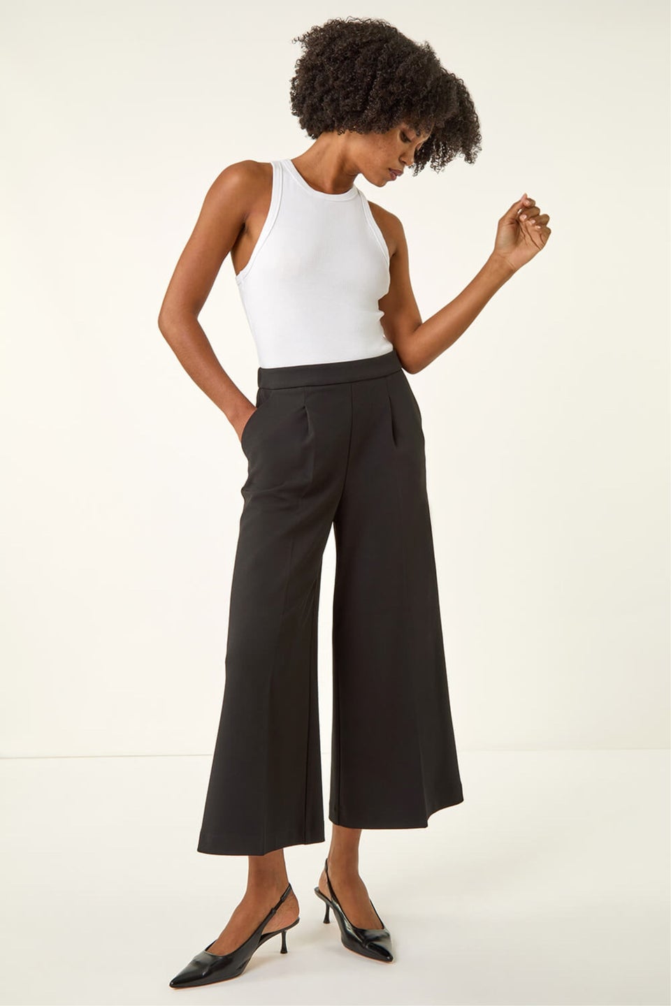 Roman Black Wide Leg Premium Stretch Culottes