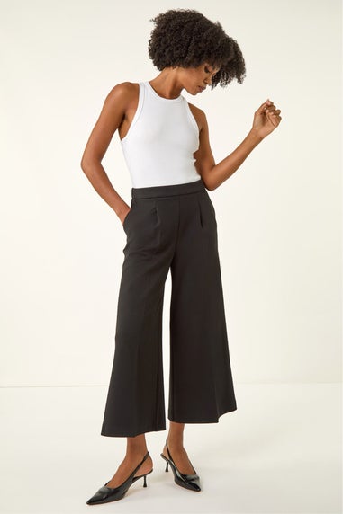 Roman Black Wide Leg Premium Stretch Culottes