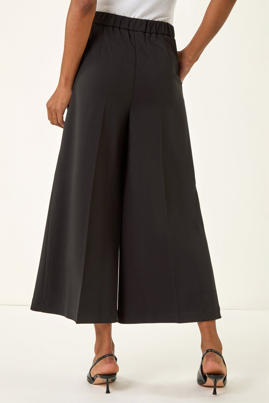 Roman Black Wide Leg Premium Stretch Culottes