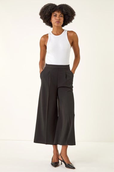 Roman Black Wide Leg Premium Stretch Culottes