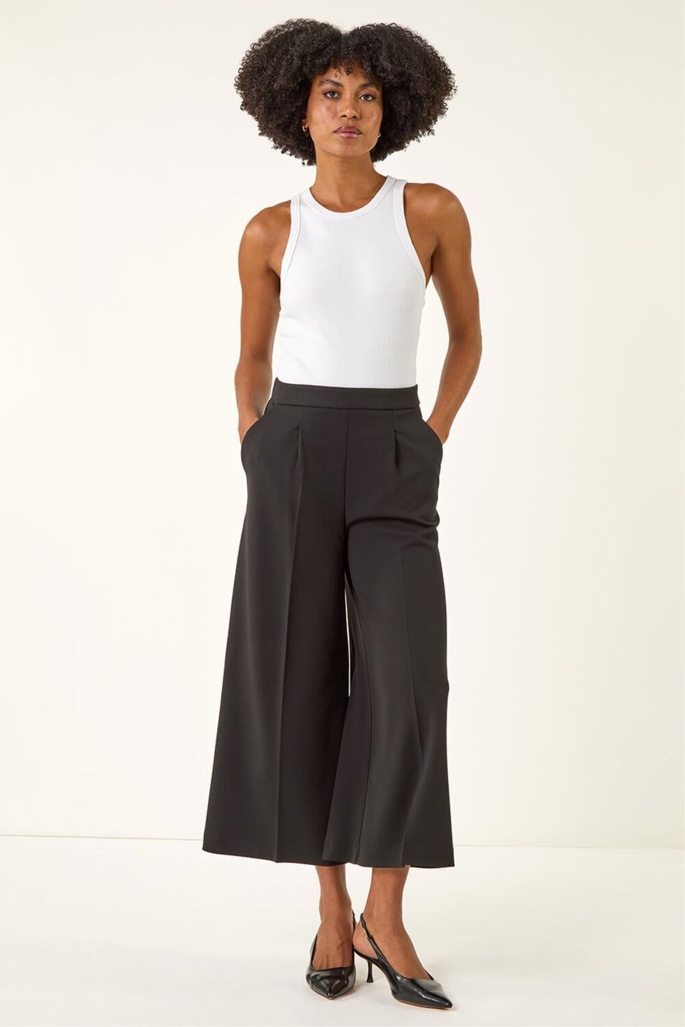 Roman Black Wide Leg Premium Stretch Culottes