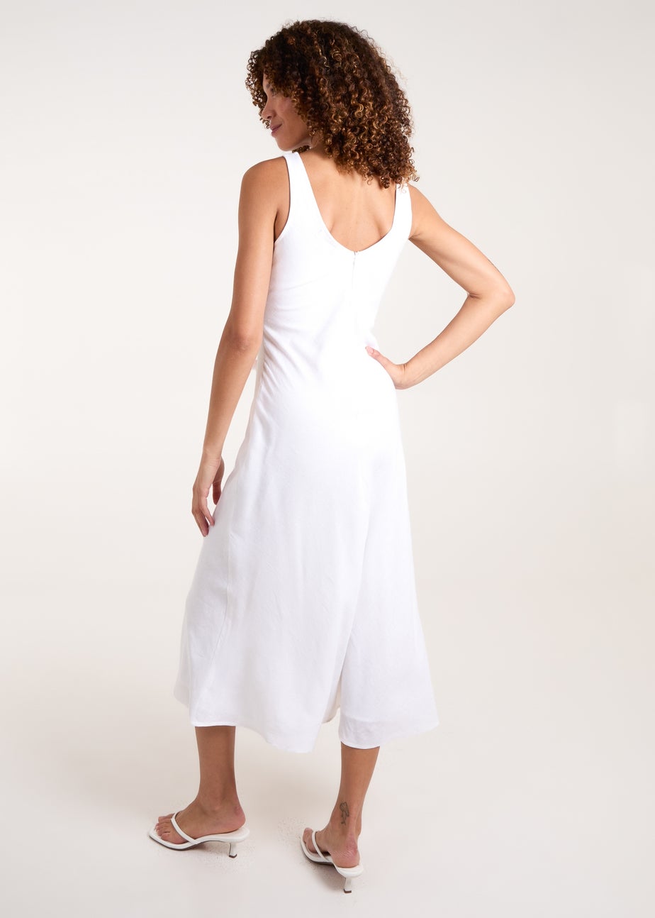 Blue Vanilla White Bias Cut Midi Dress