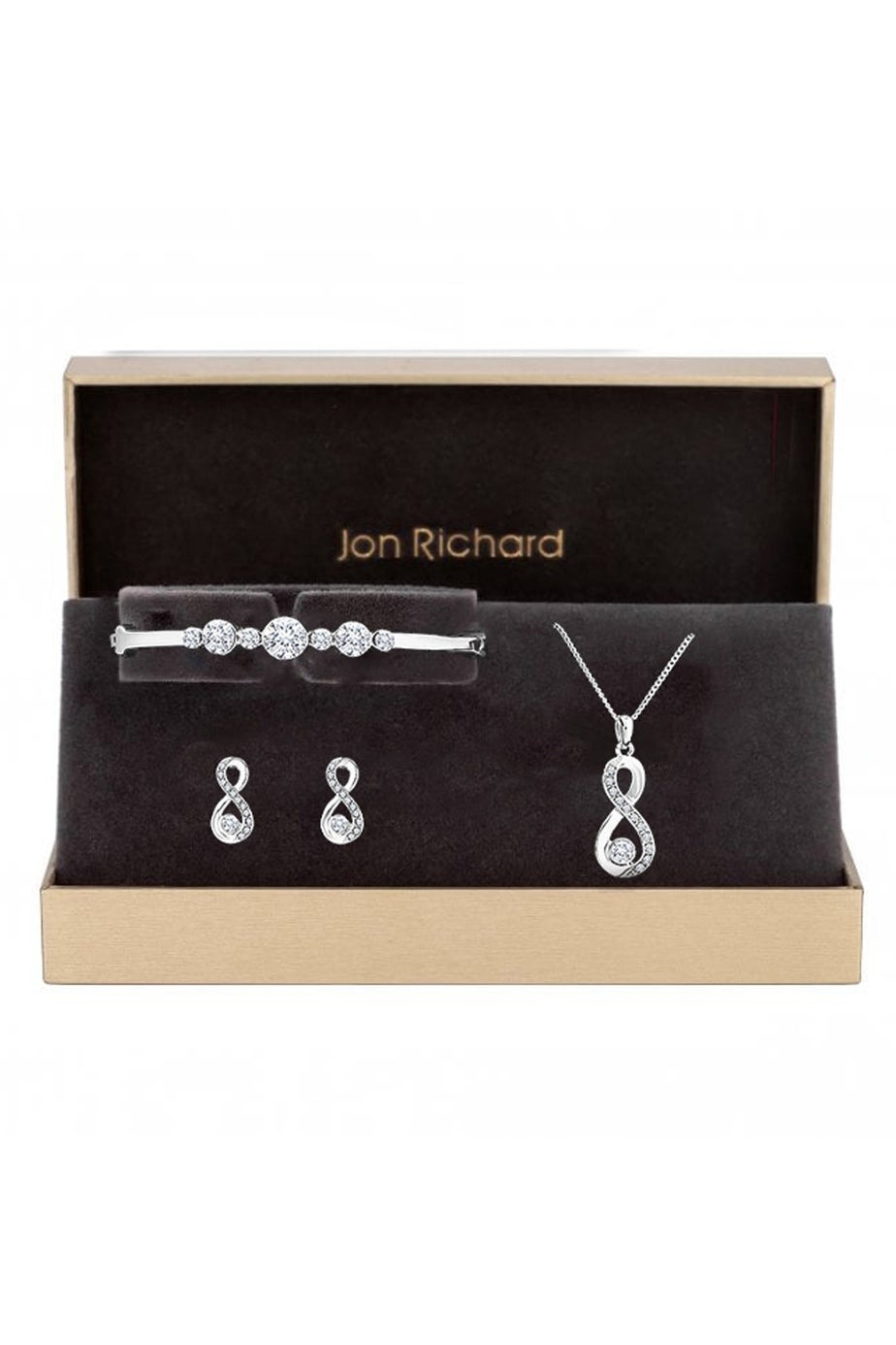 Gift Packaged Silver Crystal Infinity Jewellery Set