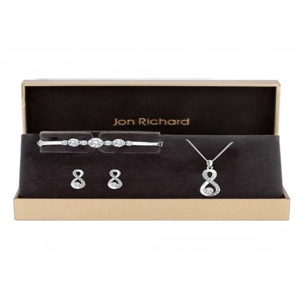 Gift Packaged Silver Crystal Infinity Jewellery Set