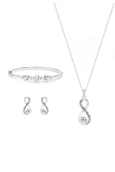 Gift Packaged Silver Crystal Infinity Jewellery Set