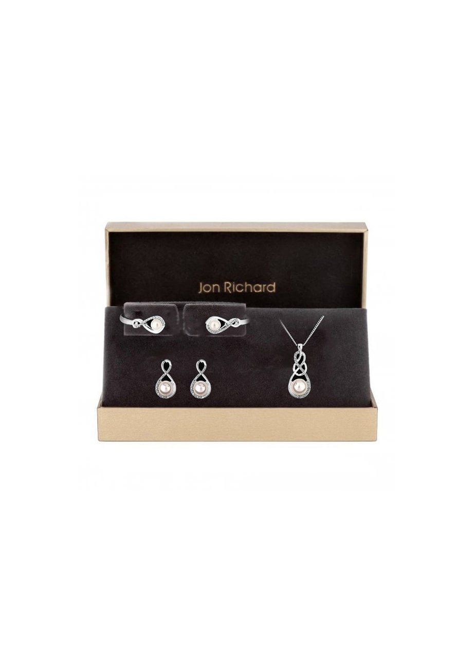 Jon Richard Silver Plated Clear Crystal Infinity  Matching Set