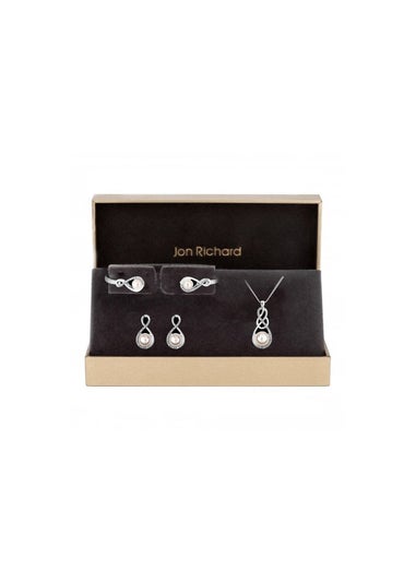 Jon Richard Silver Plated Clear Crystal Infinity Matching Set