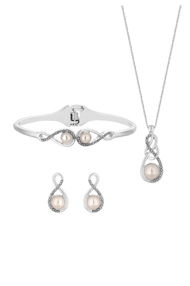 Jon Richard Silver Plated Clear Crystal Infinity Matching Set