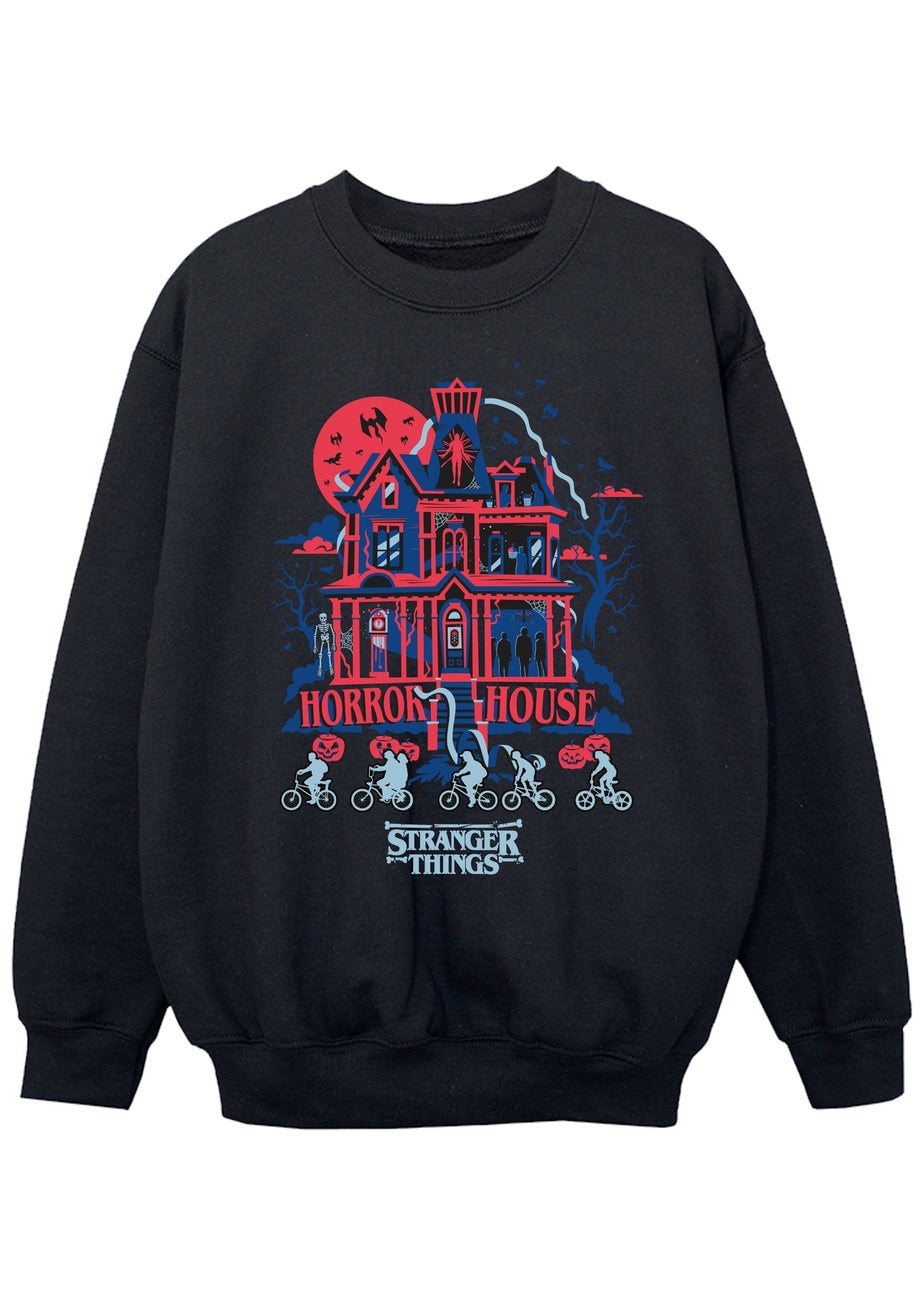 Stranger Things Horror House Boys Black Sweatshirt (7-13 Years)