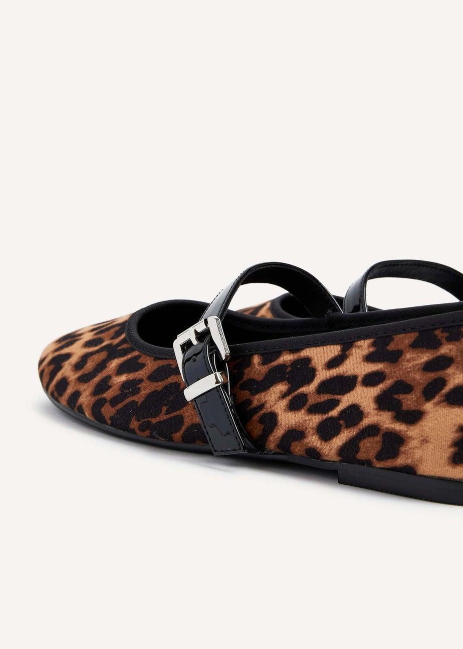 Linzi Odette Leopard Print Faux Suede Mary Jane Pumps