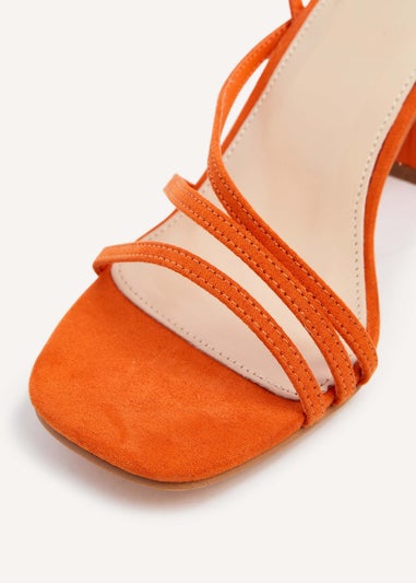Linzi Status Orange Faux Suede Crossover Block Heeled Sandal