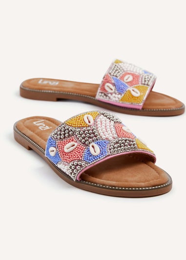 Linzi Seanna Coral Embellished Shell Slider