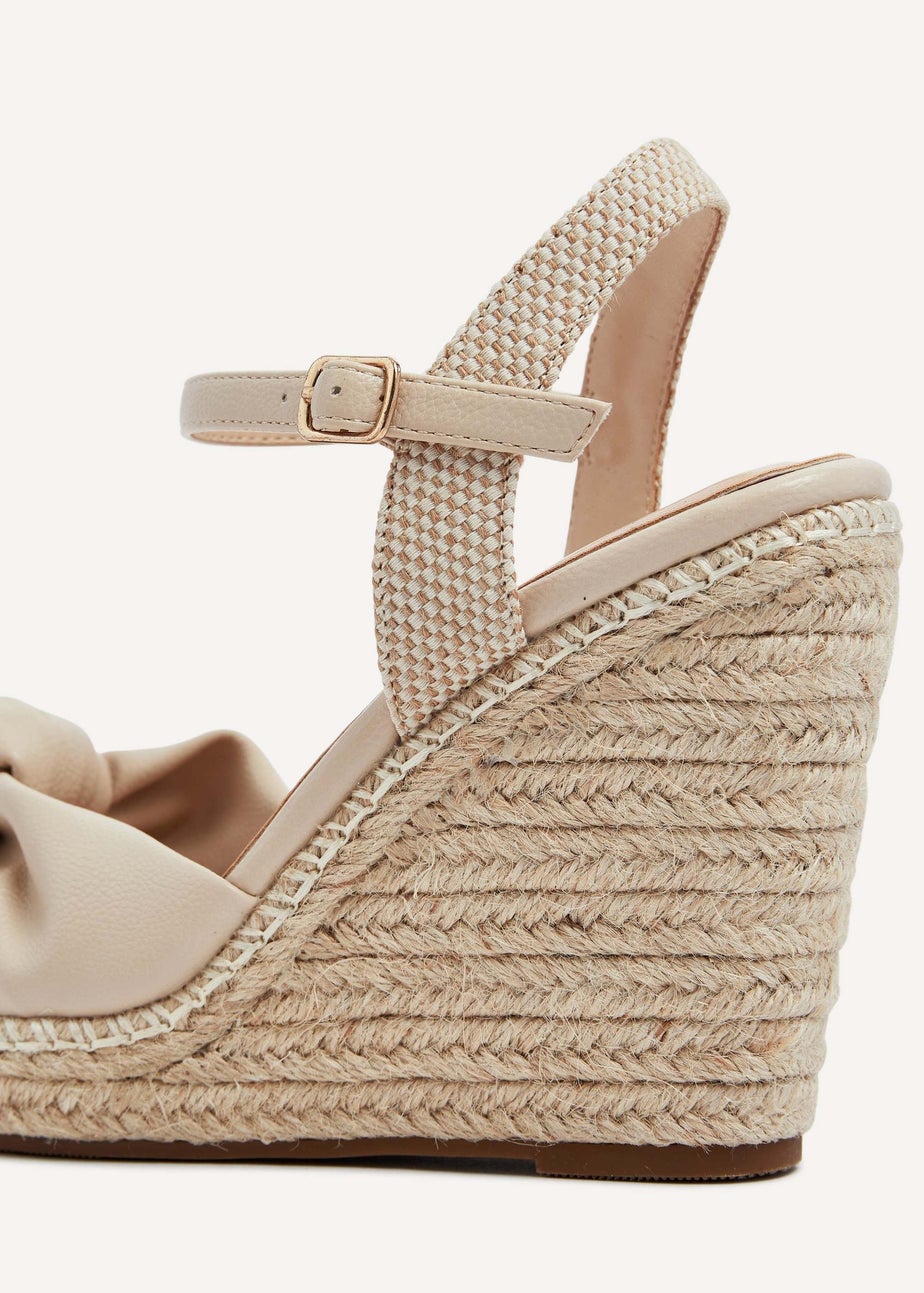 Linzi Rio Beige Faux Leather Rope Wedge