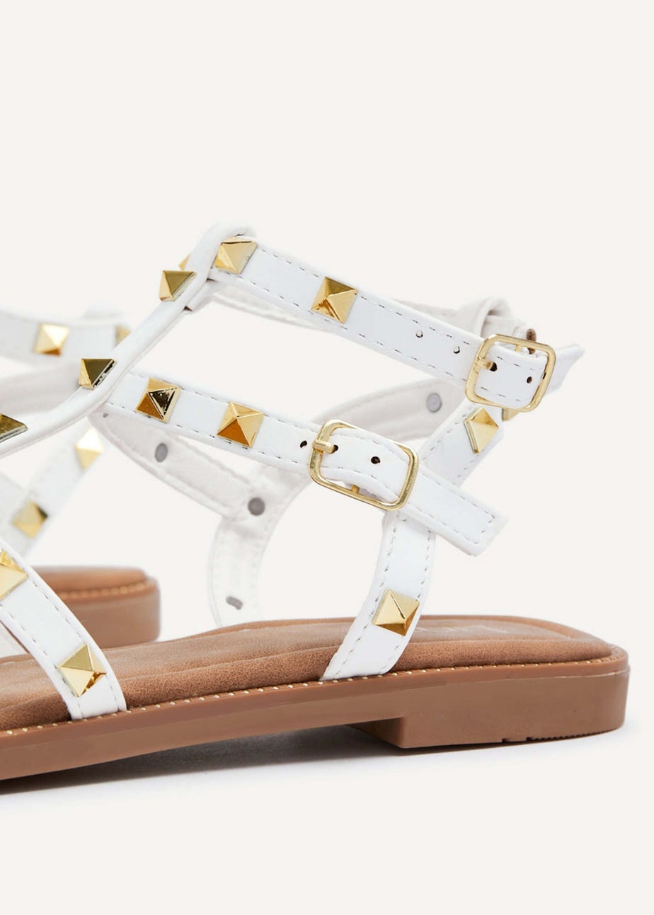 Linzi Billie White Studded Gladiator Sandals