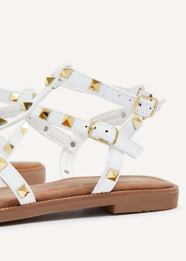 Linzi Billie White Studded Gladiator Sandals