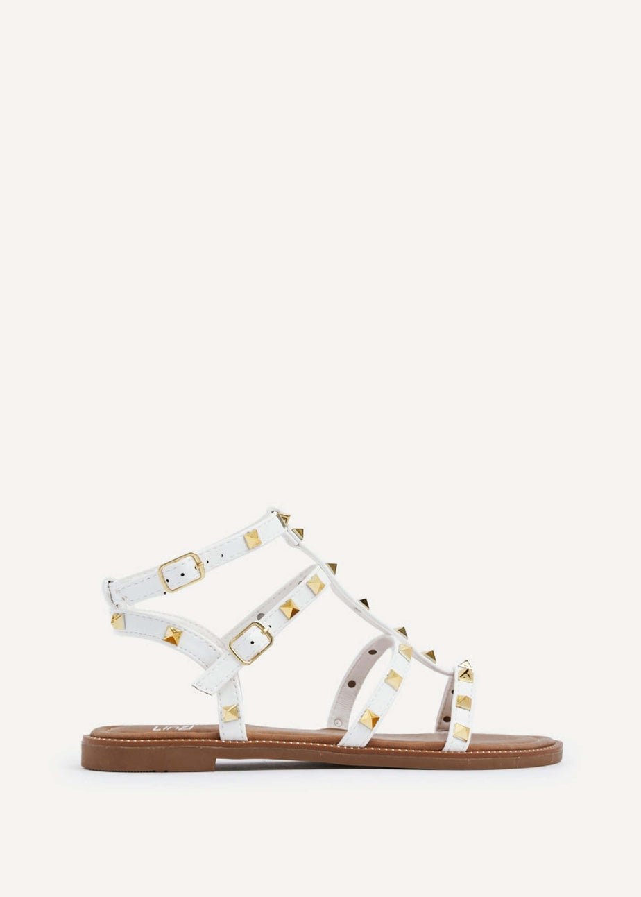 Linzi Billie White Studded Gladiator Sandals