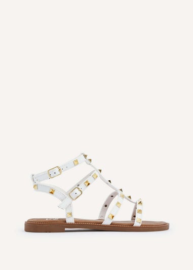 Linzi Billie White Studded Gladiator Sandals