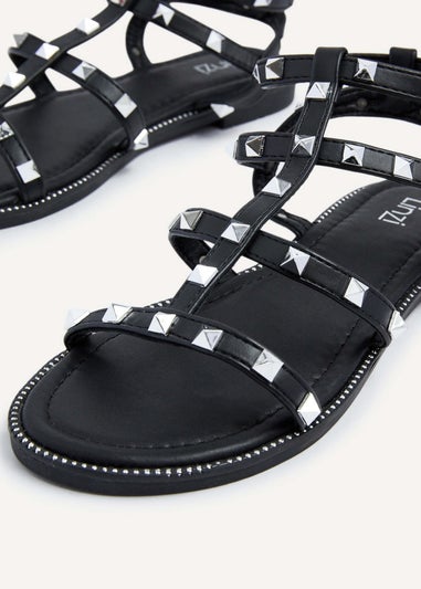 Linzi Billie Black Studded Gladiator Sandals