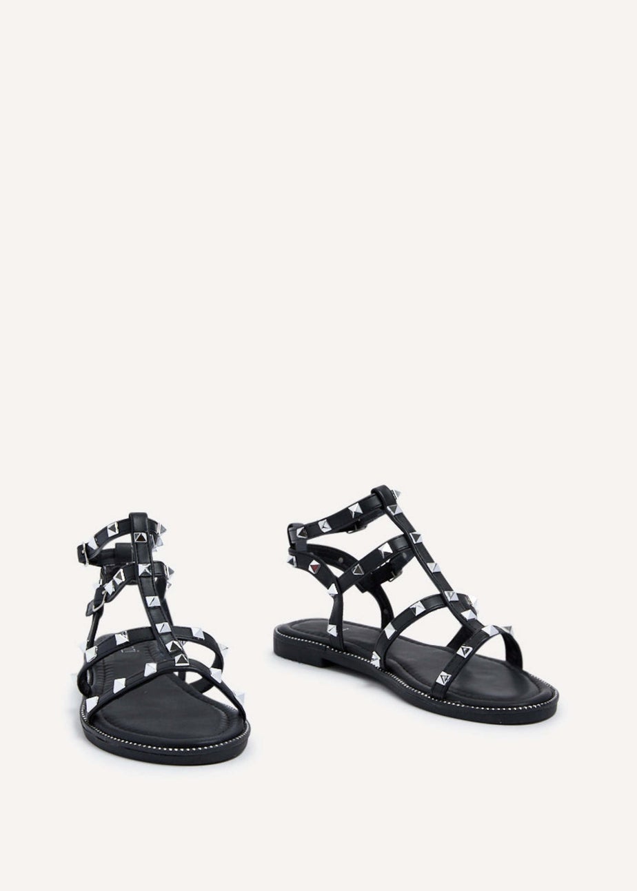 Linzi Billie Black Studded Gladiator Sandals