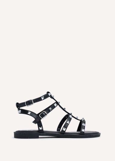 Linzi Billie Black Studded Gladiator Sandals