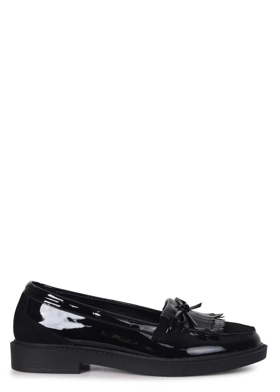 Linzi Mallo Black Faux Suede & Leather Classic Loafer