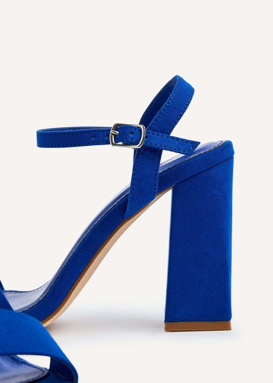 Linzi Beverley Cobalt Faux Suede Block Heeled Sandal