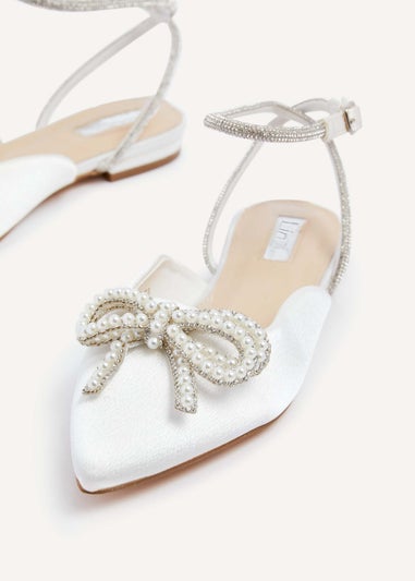 Linzi Lalita Bridal Ivory Satin Flat Mules