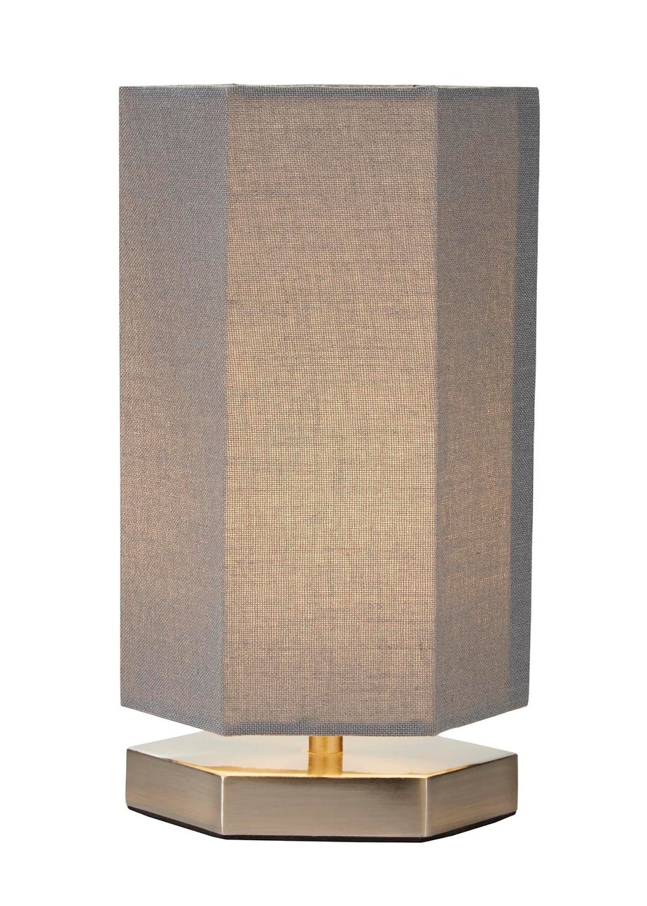 Glow Hexagon Shape Integrated LED Table Lamp Grey (26cm x 13cm)