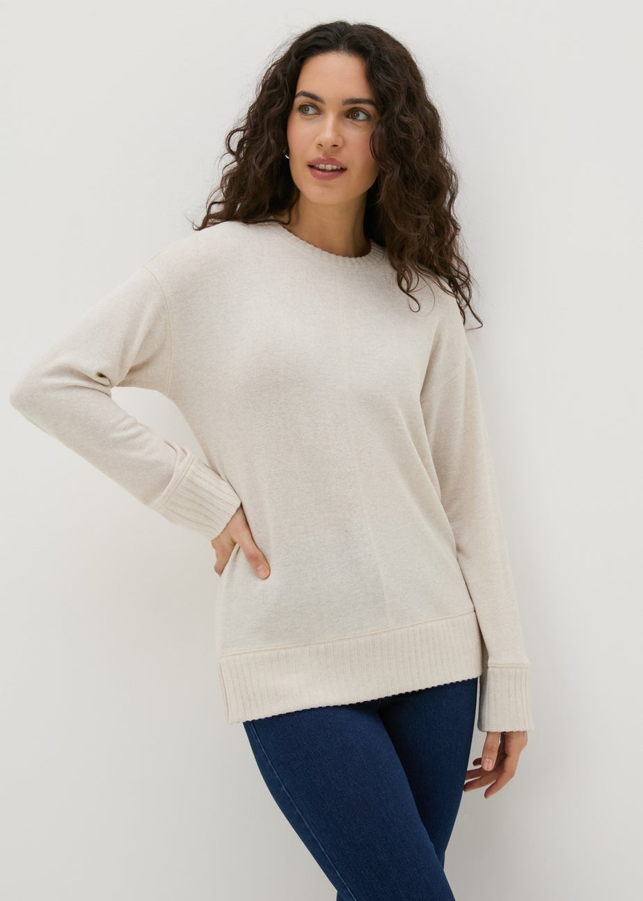 Oatmeal Crew Neck Knitted Top