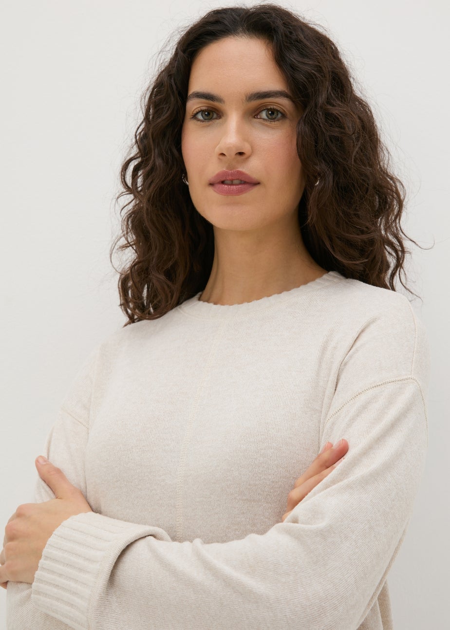 Oatmeal Crew Neck Knitted Top