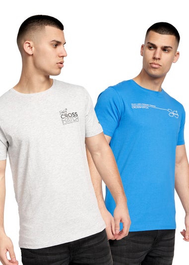 Crosshatch Blue/Grey Pentan T-Shirt (2 Pack)
