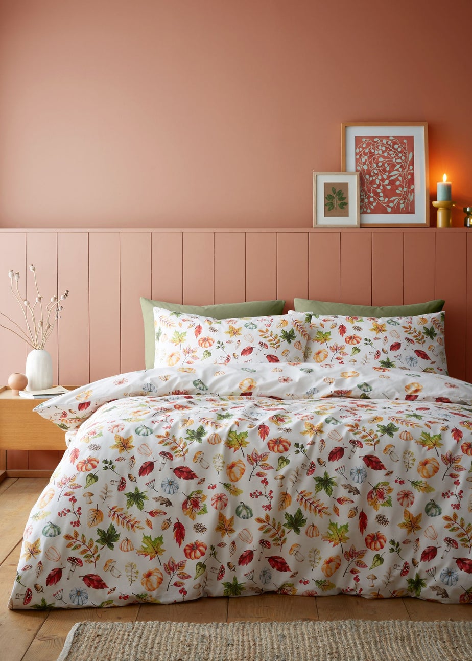Catherine Lansfield Autumn Pumpkins Reversible Single Duvet Cover Set Orange