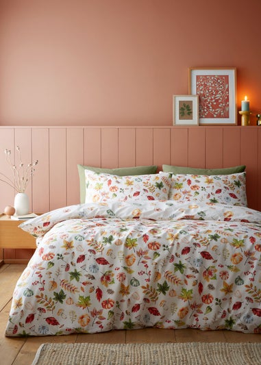 Catherine Lansfield Autumn Pumpkins Reversible Single Duvet Cover Set Orange