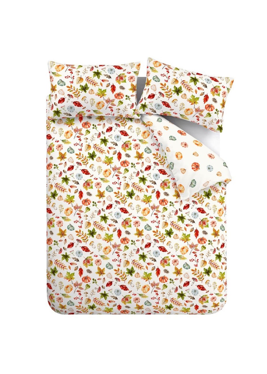 Catherine Lansfield Autumn Pumpkins Reversible Single Duvet Cover Set Orange