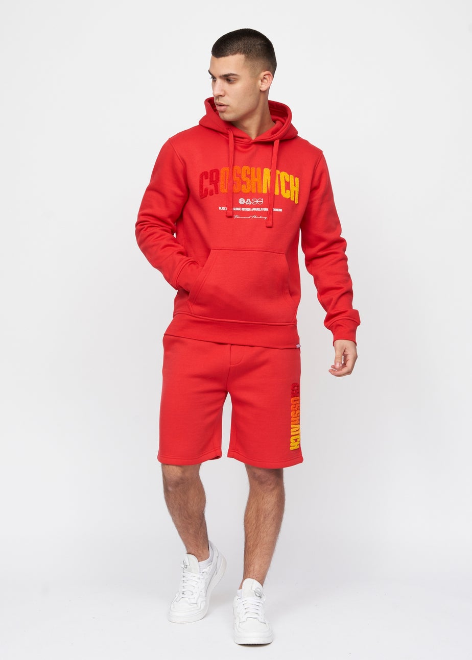 Crosshatch Red Flocked Hoodie