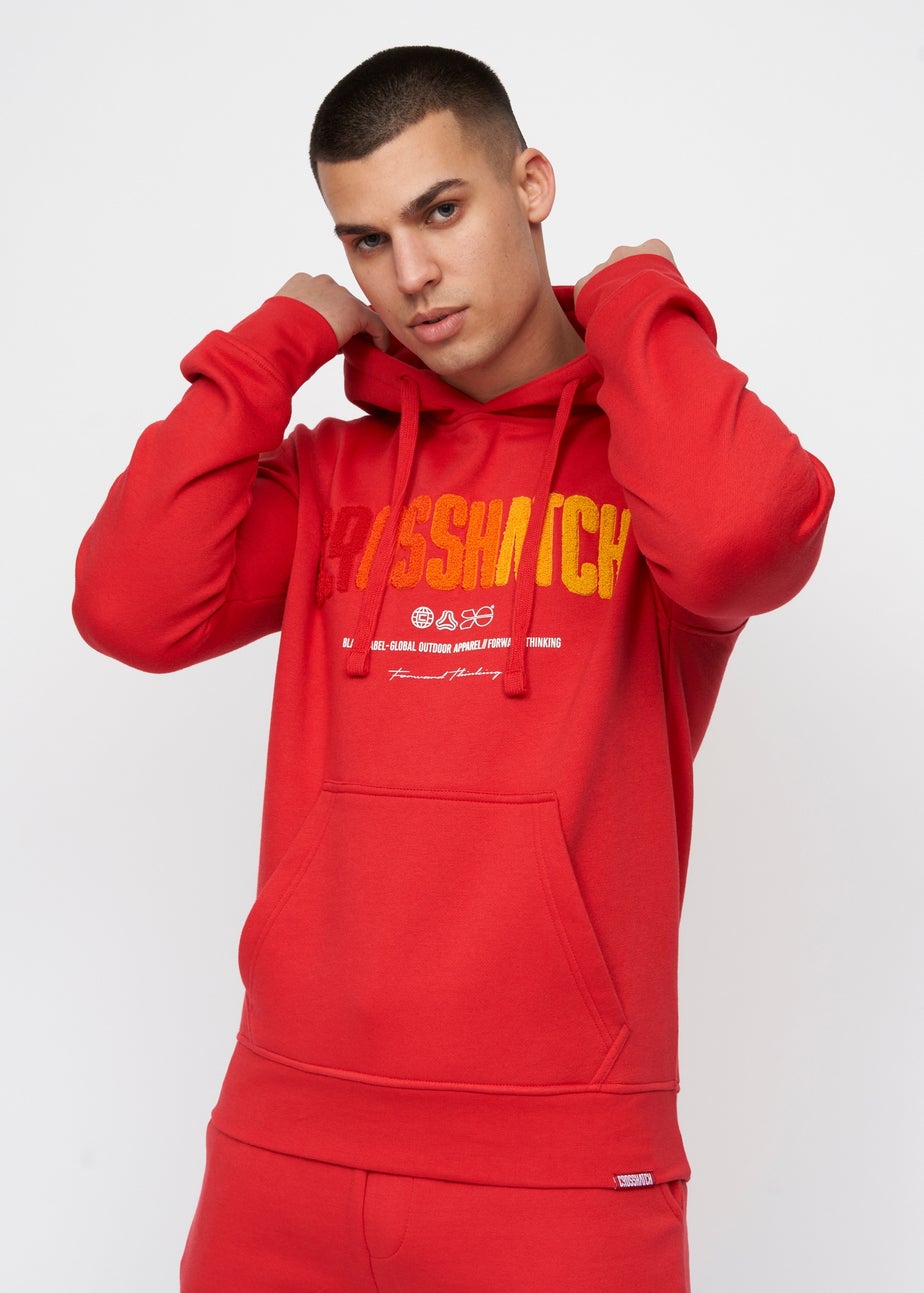 Crosshatch Red Flocked Hoodie