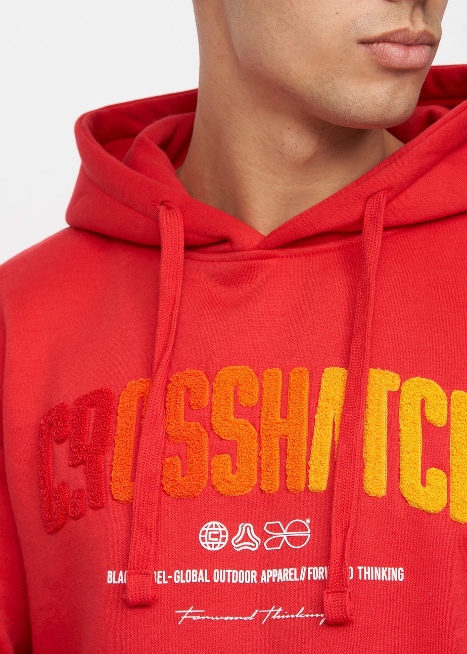 Crosshatch Red Flocked Hoodie
