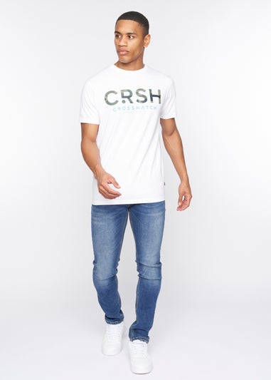 Crosshatch White Fratter T-Shirt