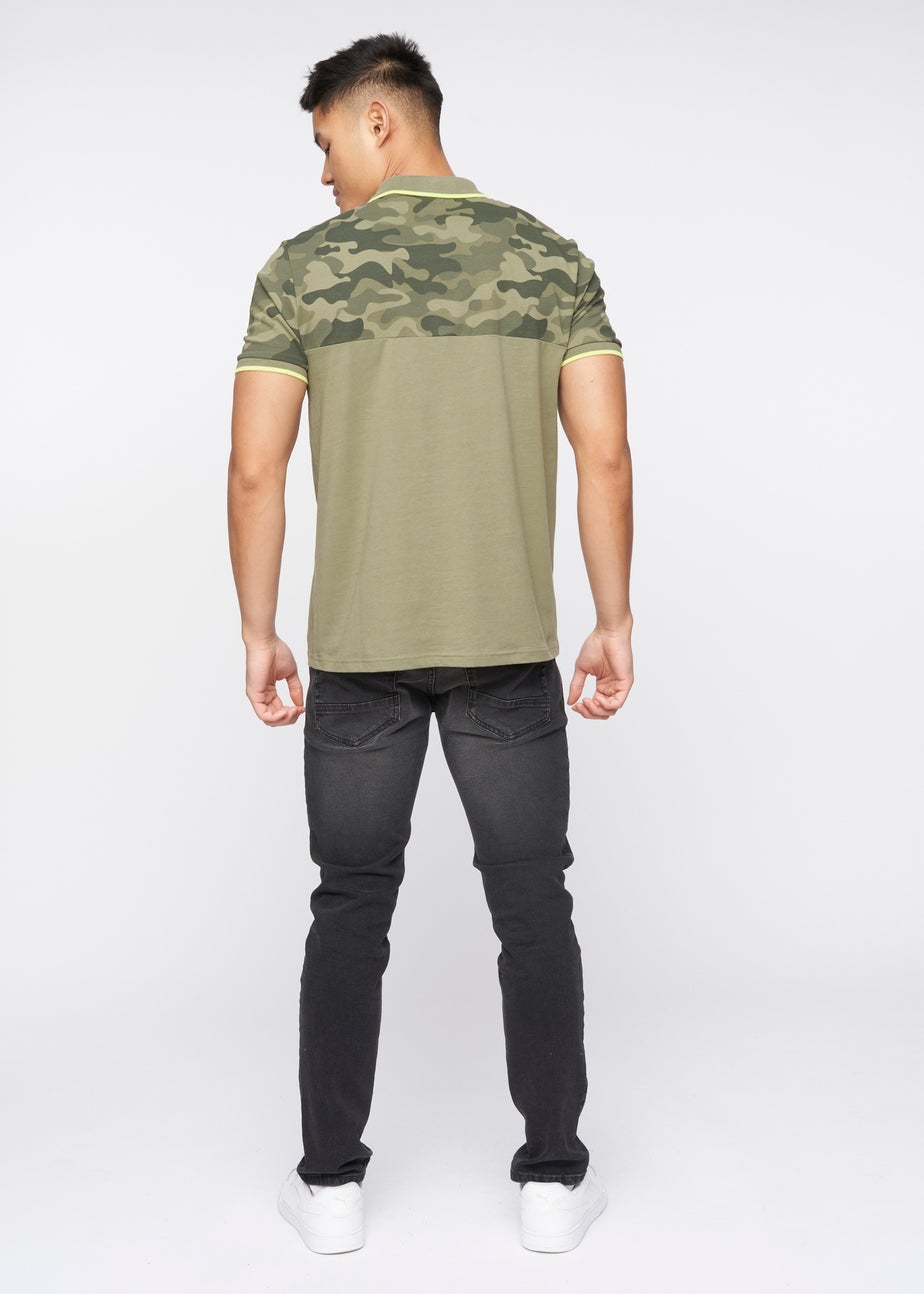 Crosshatch Olive Brightling Camo Polo