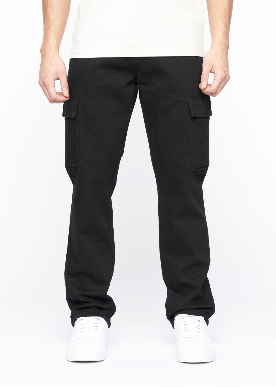 Crosshatch Solid Black Kremtap Cargo Jeans