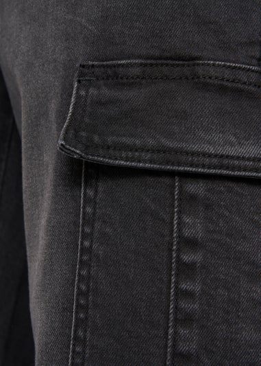Crosshatch Black Wash Kremtap Cargo Jeans