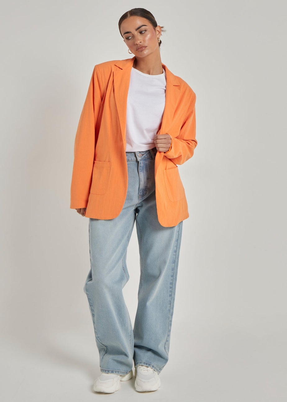 Urban Bliss Orange Linen Oversized Blazer