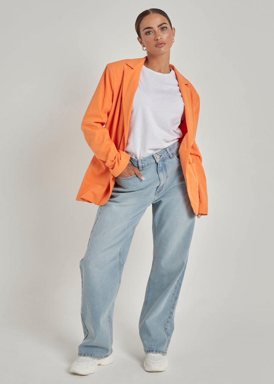 Urban Bliss Orange Linen Oversized Blazer