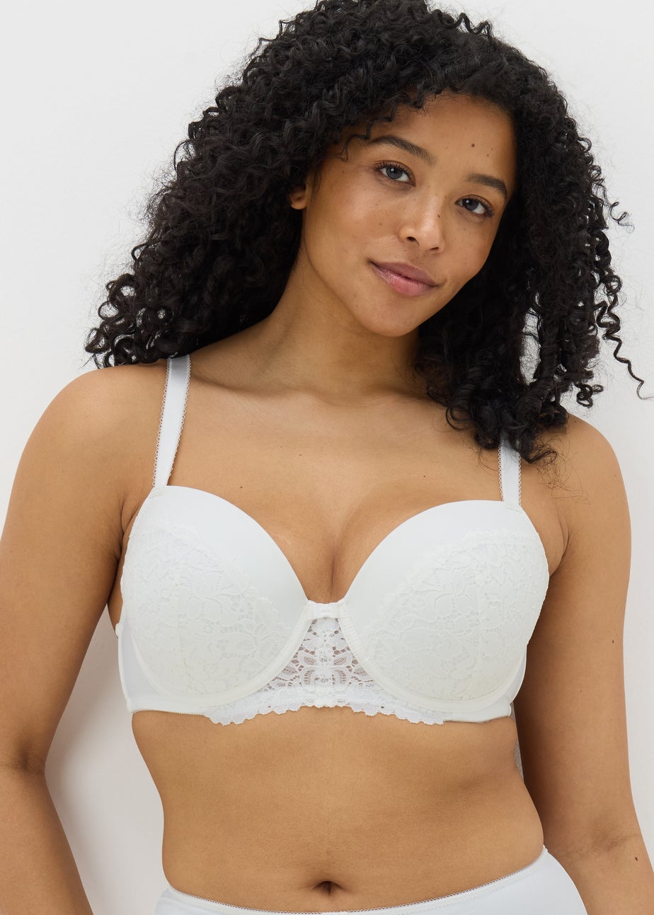 DD+ White Lace Padded Bra