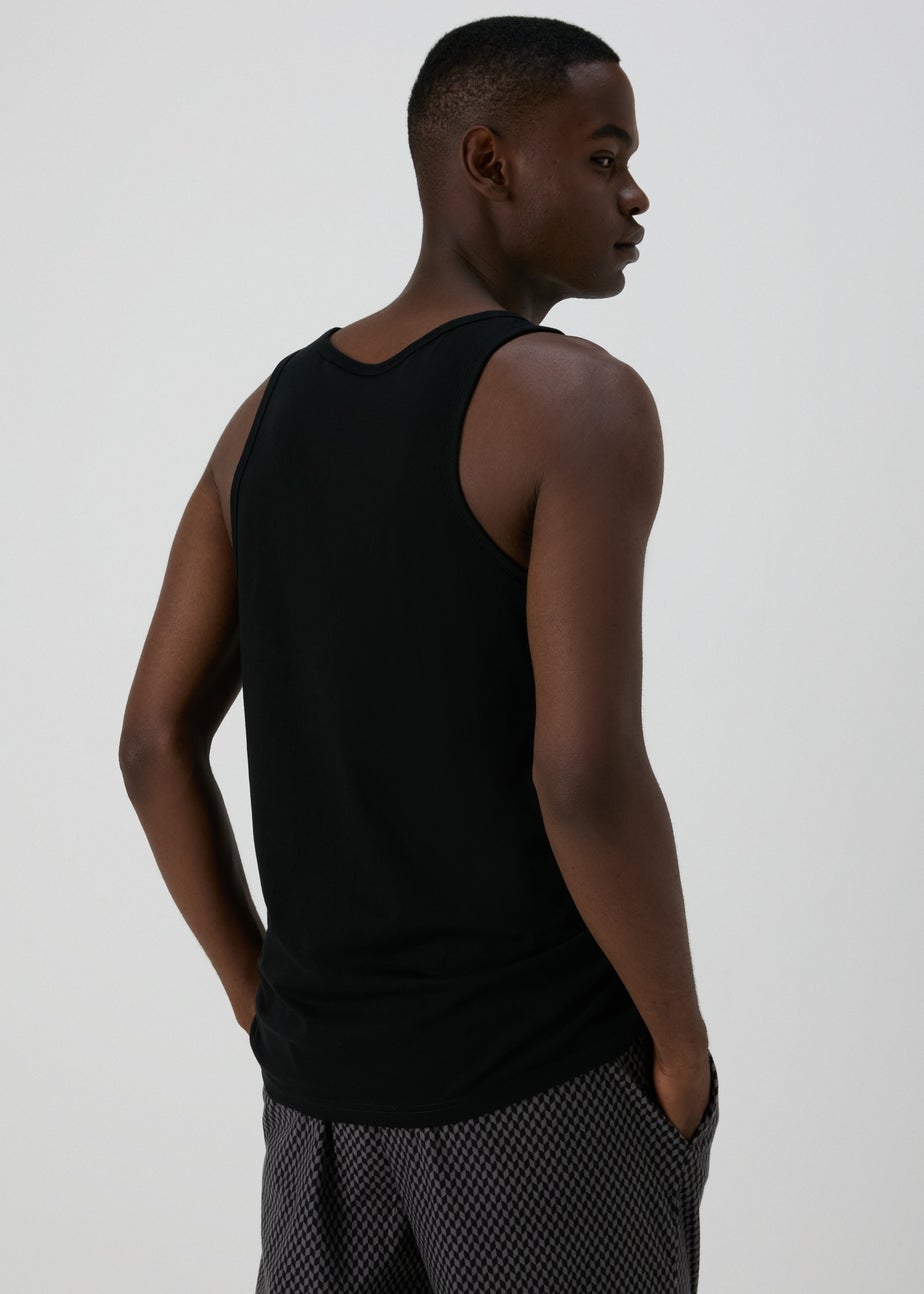 2 Pack Black Cotton Vests