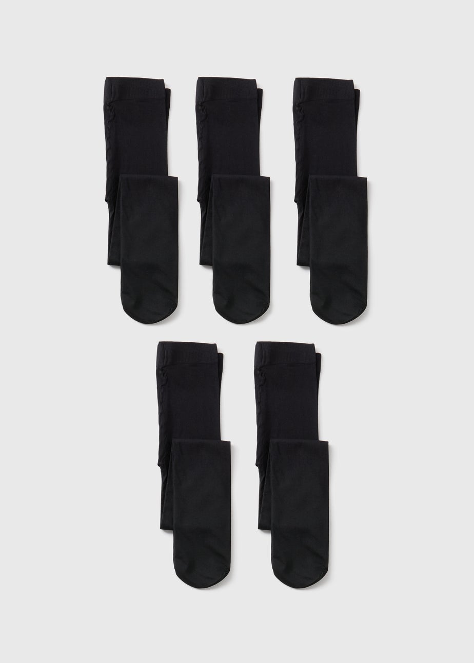 5 Pack Girls Black Opaque Tights (6-14yrs)